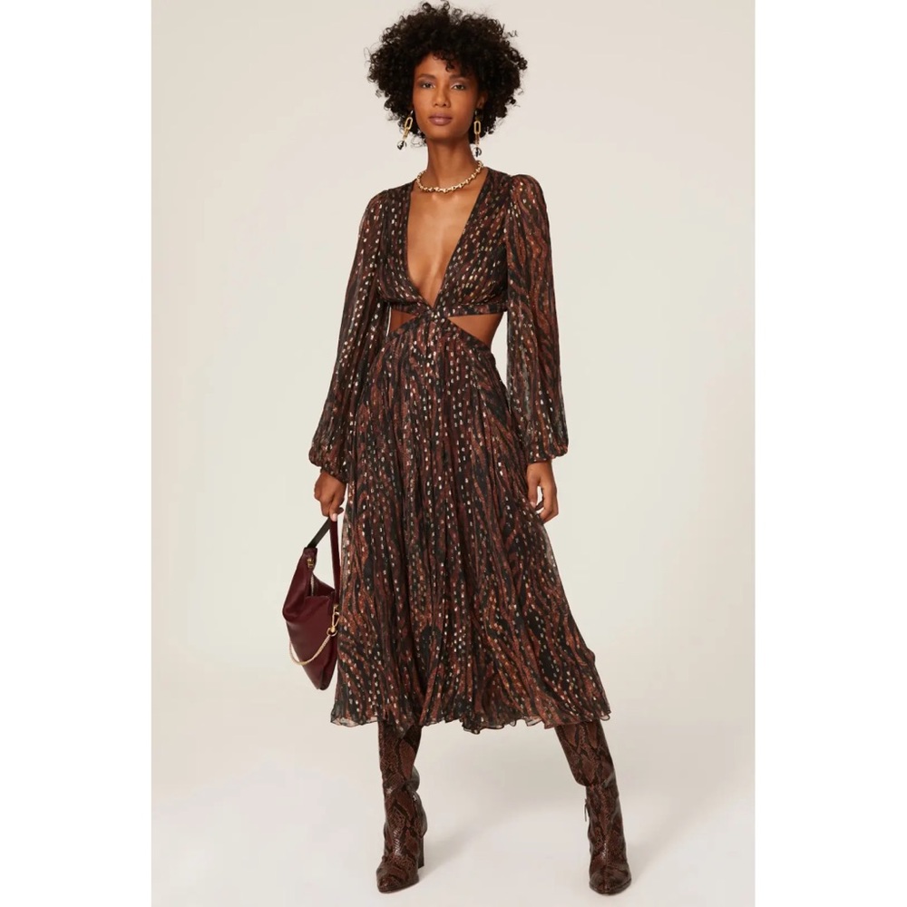Rococo Sand Brown Zebra Cutout Dress Small S
